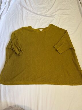 Eileen Fisher Oversized Organic Linen Cotton Blend Knit Box-Top Sweater S